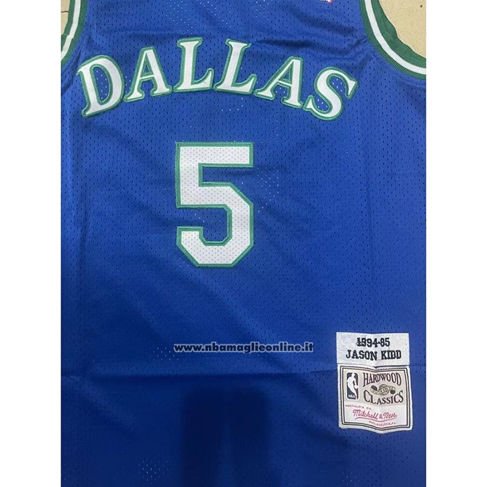 Maglia Dallas Mavericks Jason Kidd #5 Mitchell & Ness 1994-95 Blu